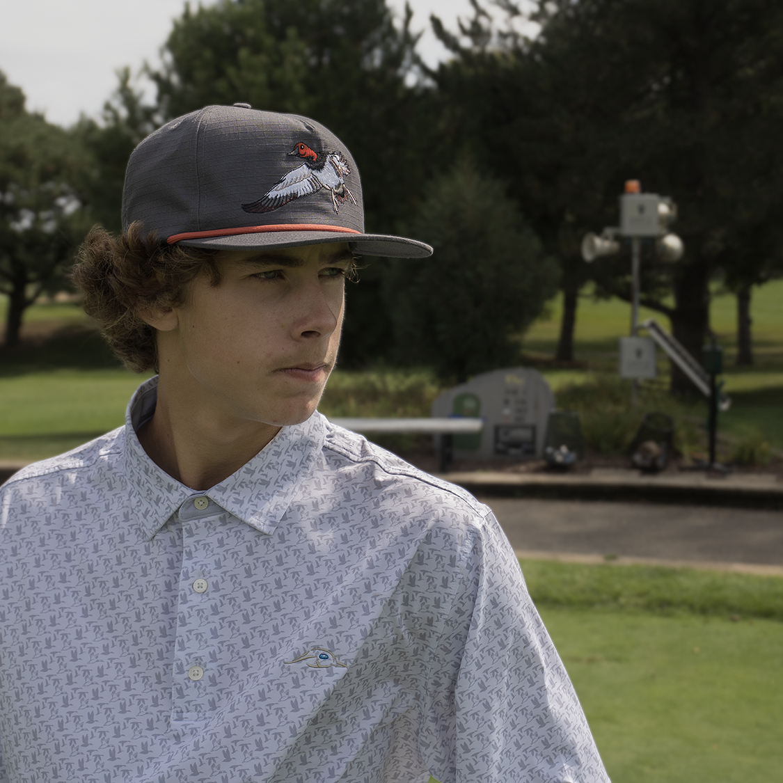 AFW White with Grey Flying Ducks Polo